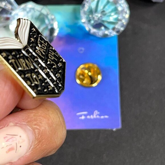 Spell Book Lapel Pin Page 394 Witch Brooch Badge Enamel Pin Accessories Jewelry - Picture 3 of 6